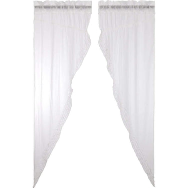White Ruffled Sheer Prairie Long Panel Set of 2 - The Fox Decor